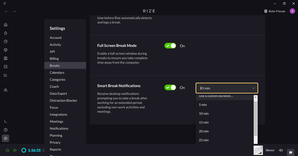 Rize AI notifications