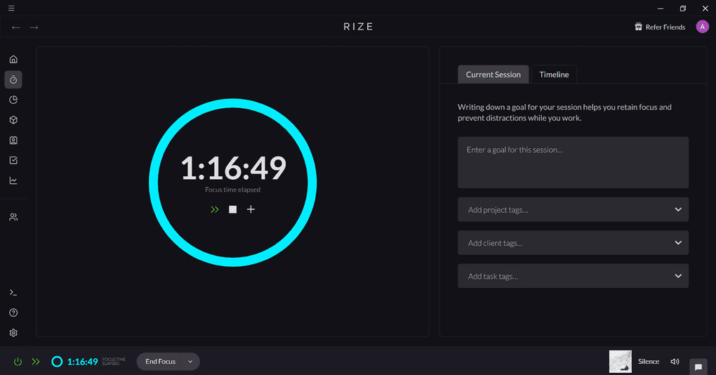 Rize has an automatic time tracking feature