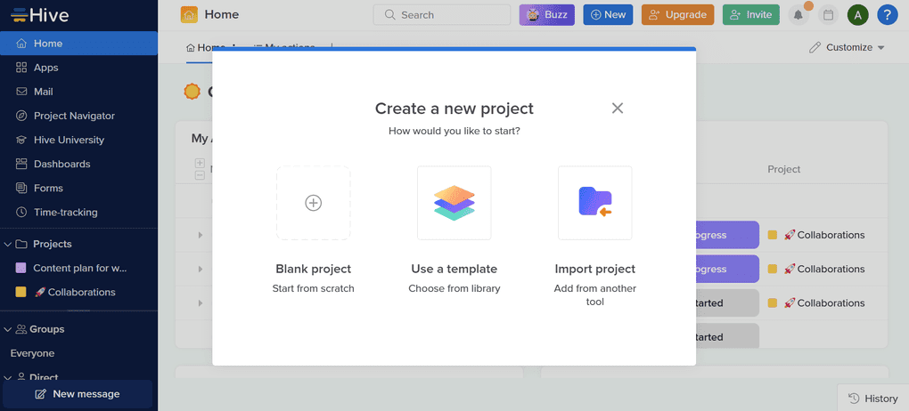 Setting up new projects with Hive