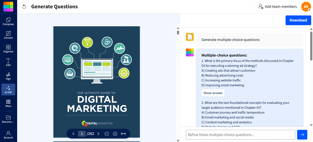 Smallpdf AI question generator