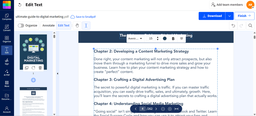 Smallpdf's editing features