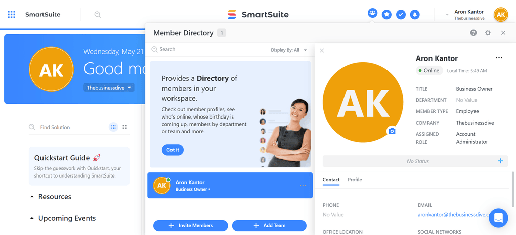 SmarSuite's member directory feature