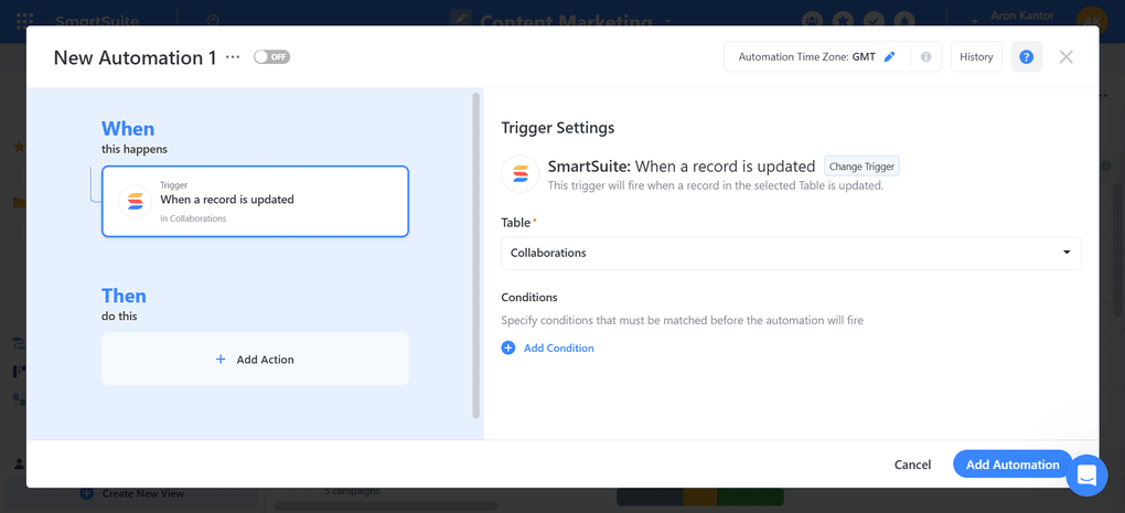 Smartsuite's automated workflows