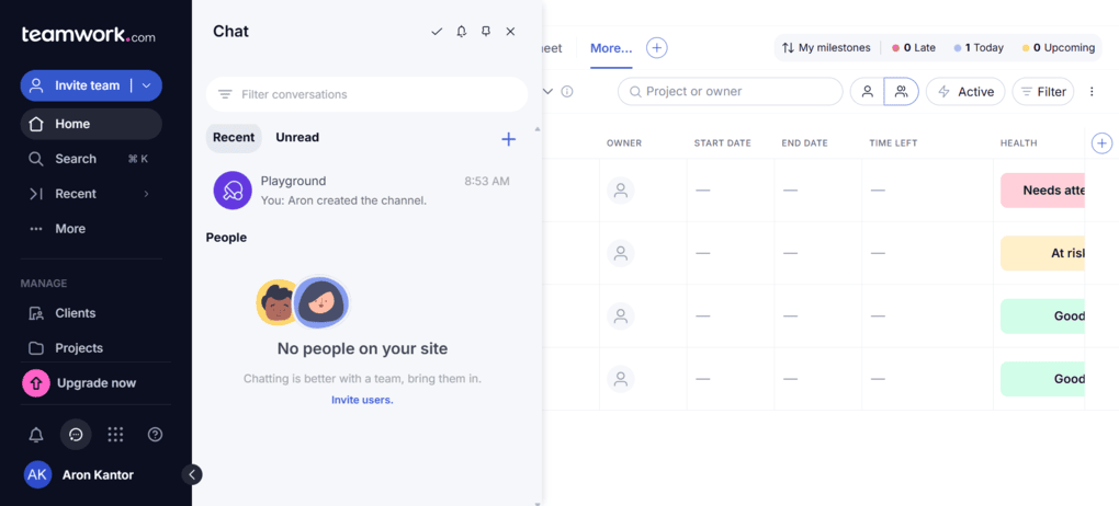 Teamwork chat feature