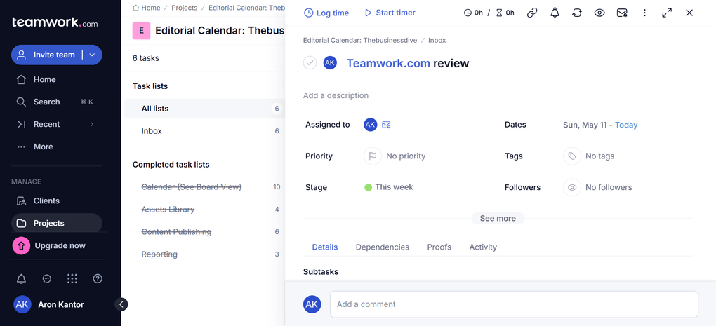 Teamwork.com task management features