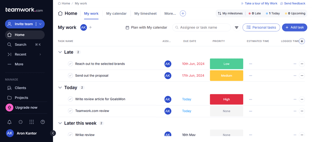 Teamwork.com's home page