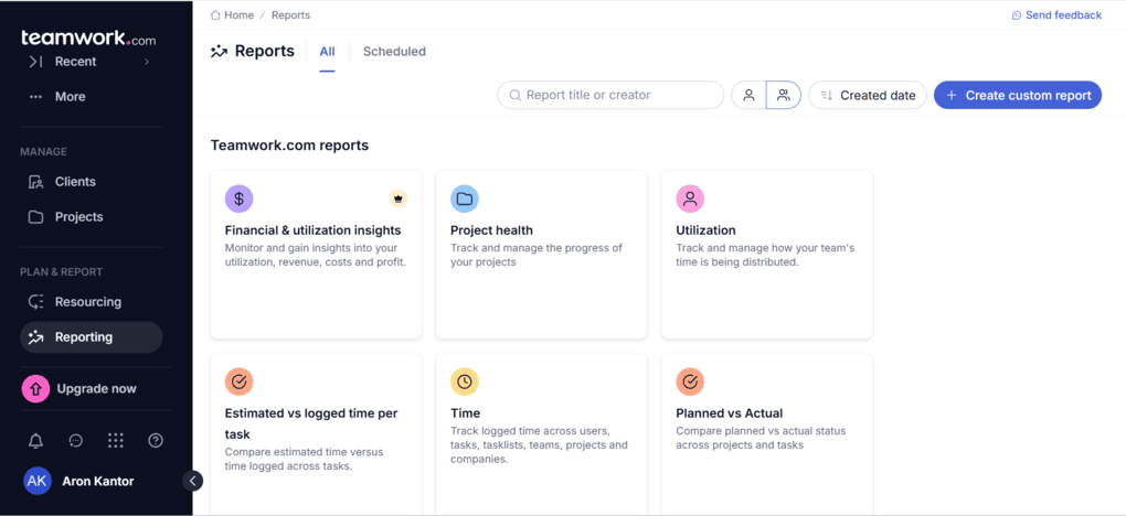 Teamwork.com's reporting tools