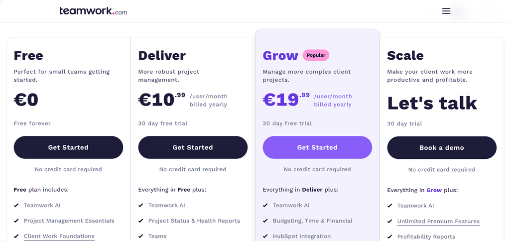 Teamwork.com pricing