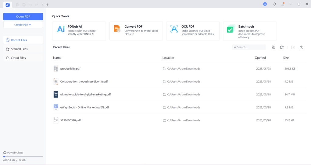 Tenorshare PDNob user interface