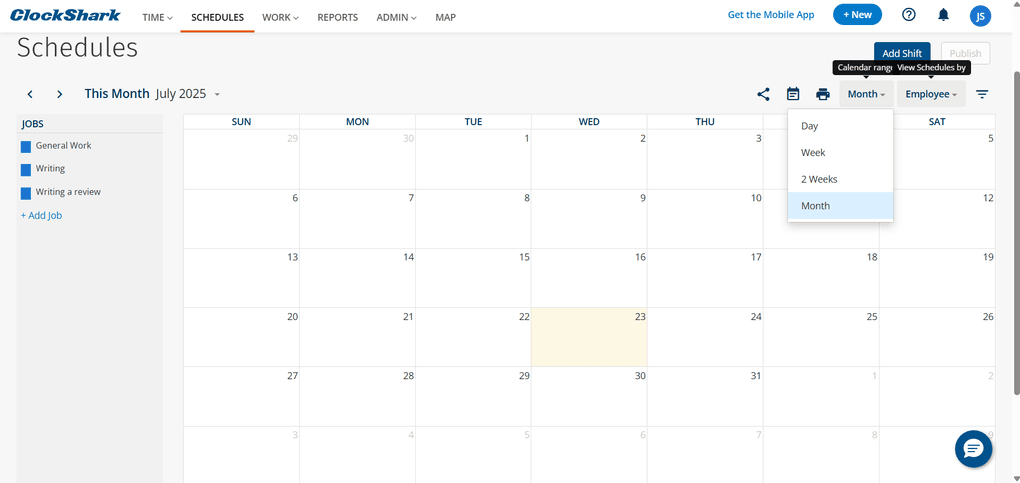ClockShark calendar feature