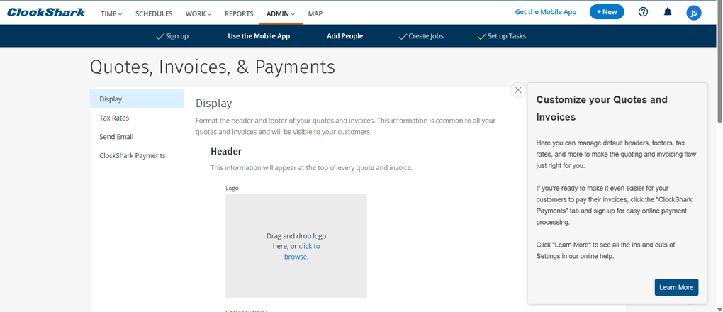 ClockShark invoice feature