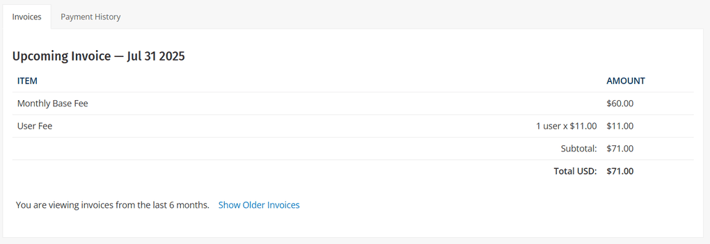 ClockShark upcoming invoice