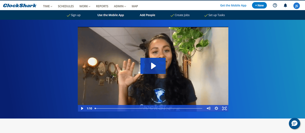 ClockShark user interface