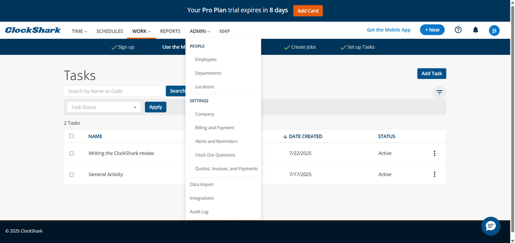 Clockshark dashboard review