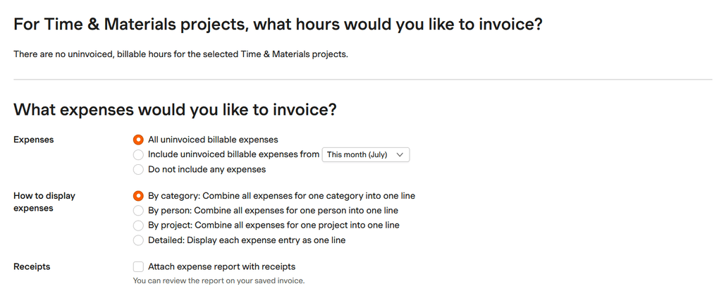Harvest invoicing tools