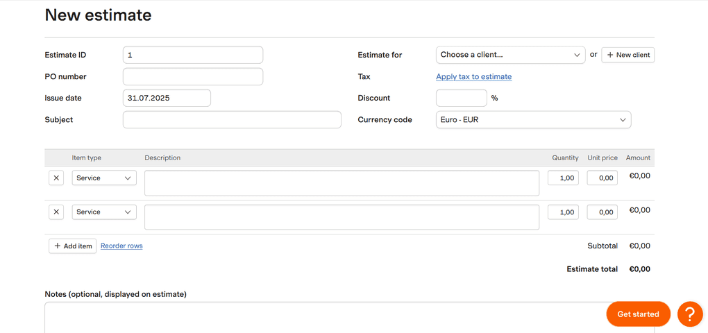 Harvest project cost estimation