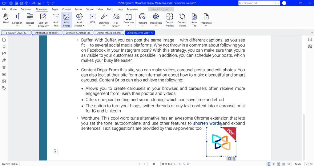 Xodo PDF Studio image insertion