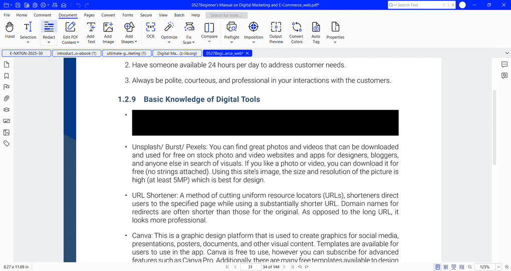 Xodo PDF Studio's redaction tool
