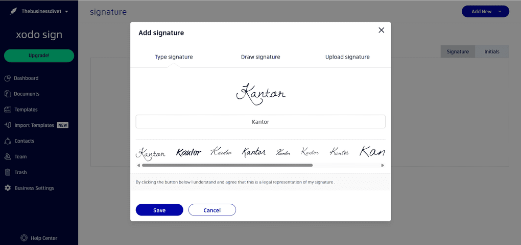 Adding signature with Xodo Sign