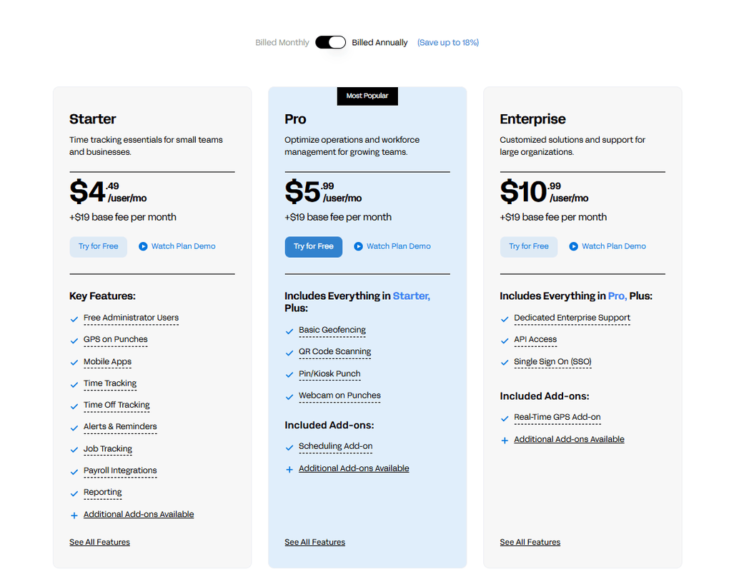 Buddy Punch pricing plans