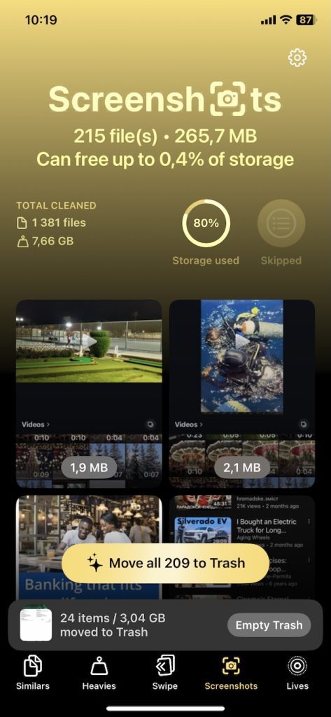 Clever Cleaner Screenshot feature