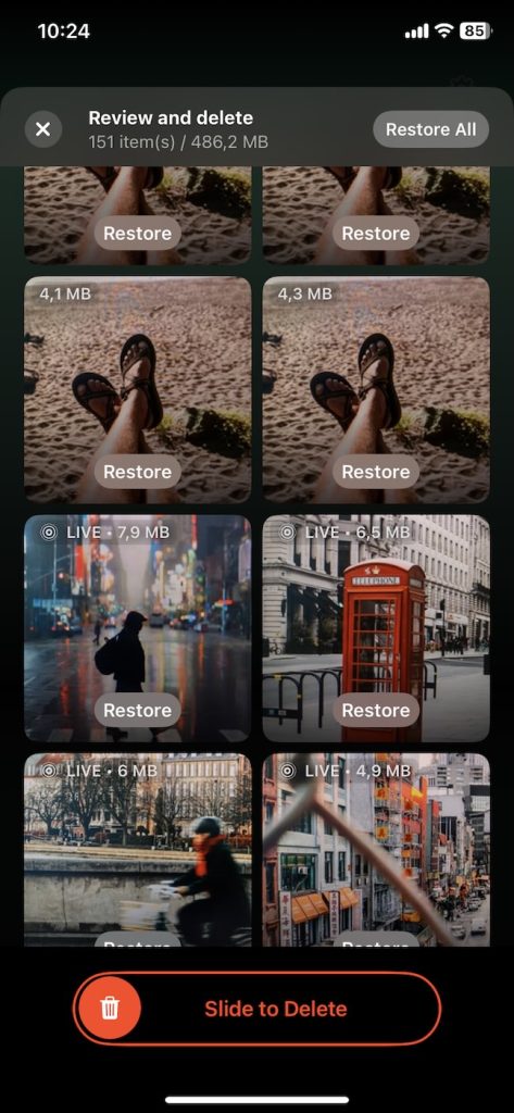 Clever Cleaner user interface