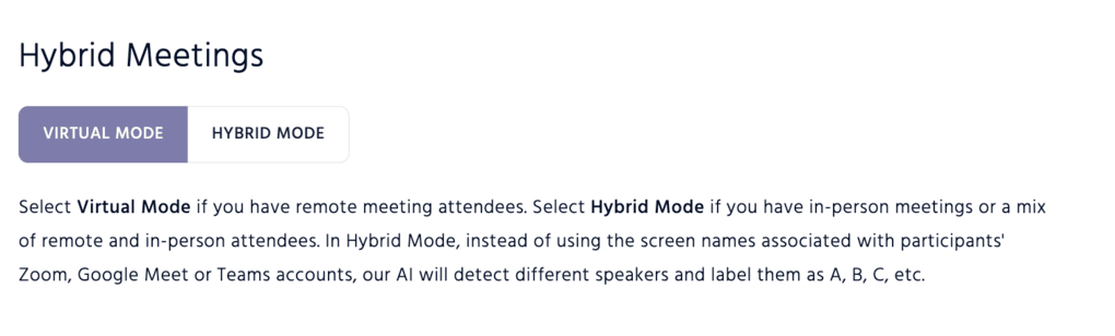 Equal Time hybrid meetings option