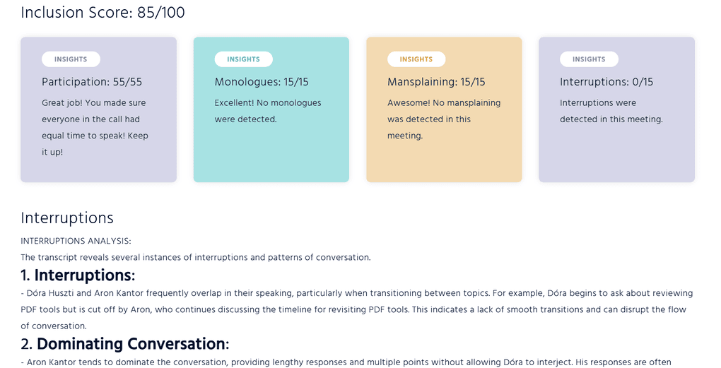 Equal Time inclusion analysis feature test