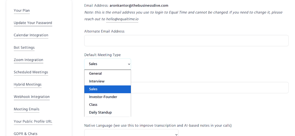 Equal Time offers meeting templates