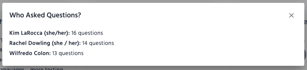 Equal shows the asked questions