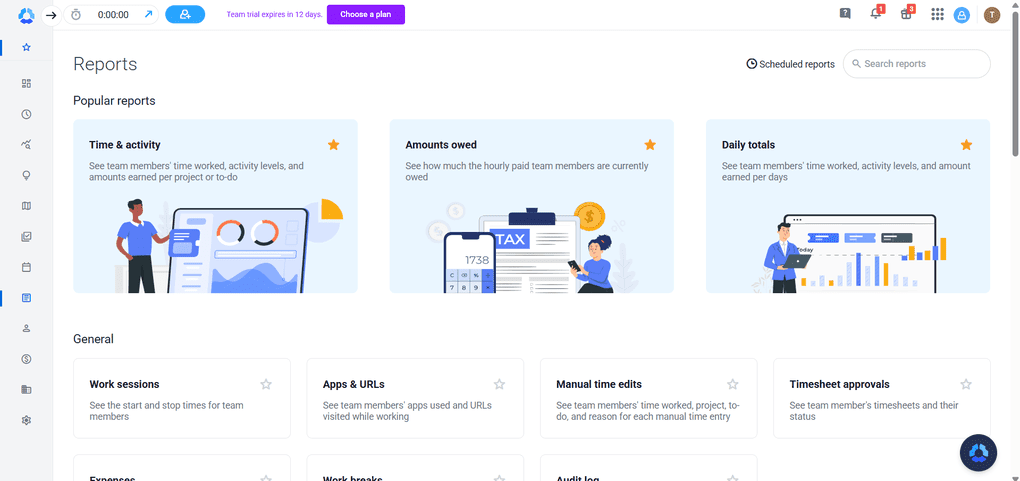 Hubstaff reports feature