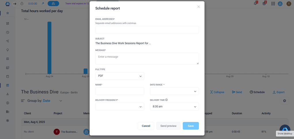 Hubstaff schedule report feature review
