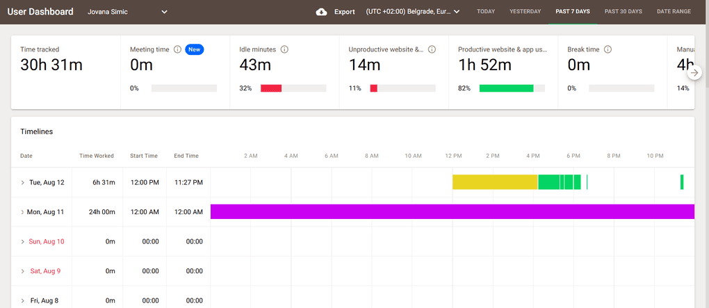 Time Doctor User Dashboard