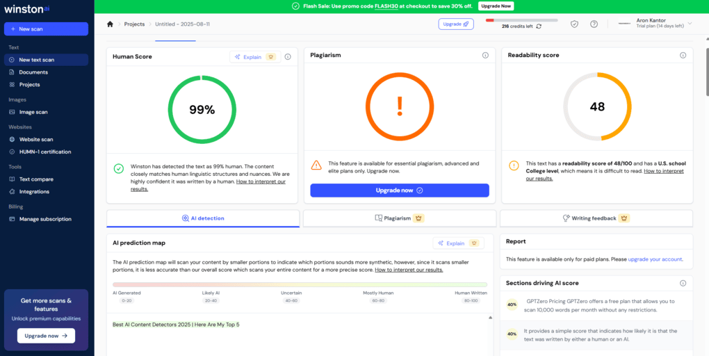 Winston AI helps to check the content generated by large language models