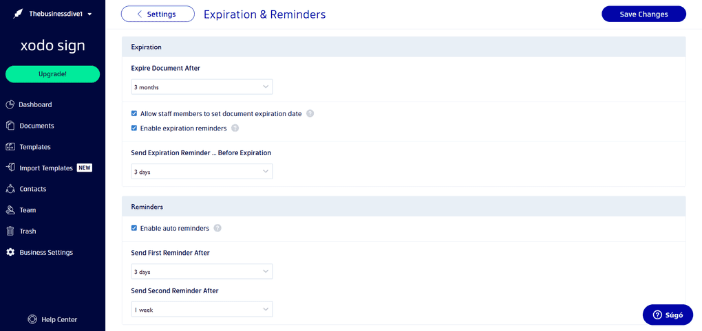 Xodo Sign expiration and reminders feature