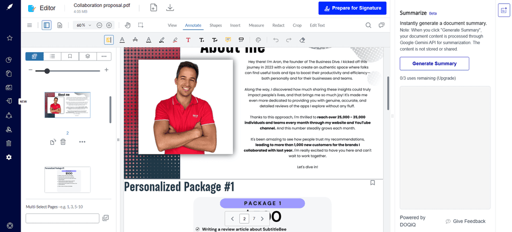 Xodo Sign file editing feature