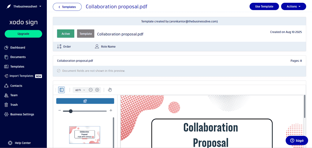 Xodo Sign template feature
