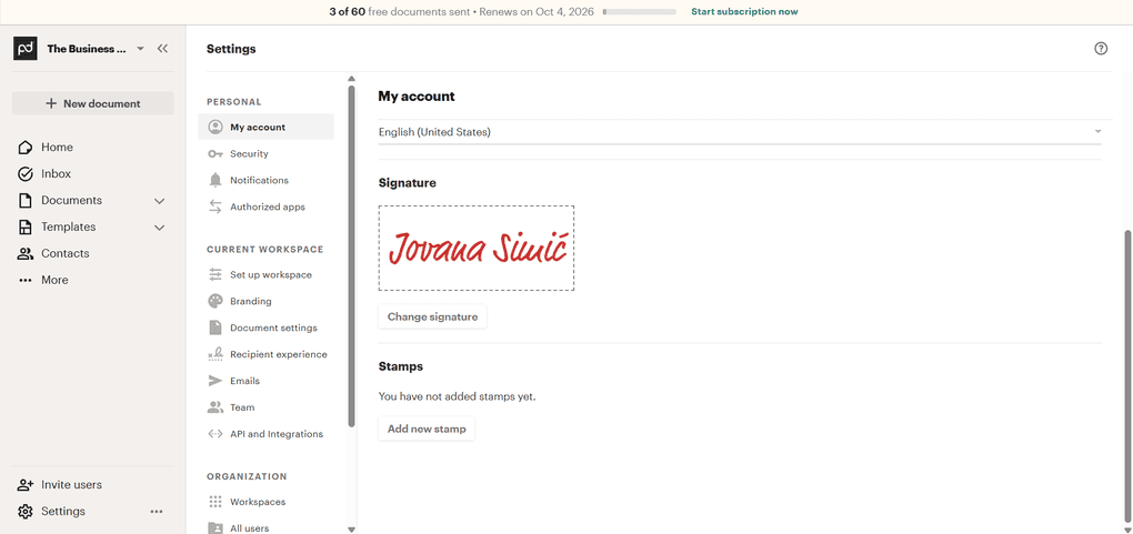 Adding signatures with PandaDoc