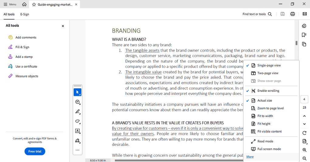 Adobe Acrobat's PDF reading functions