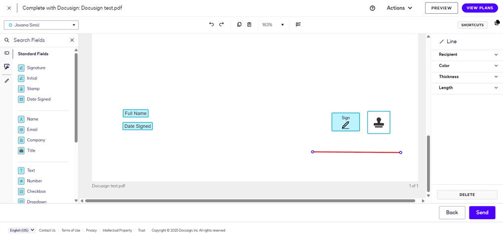 Docusign editing window