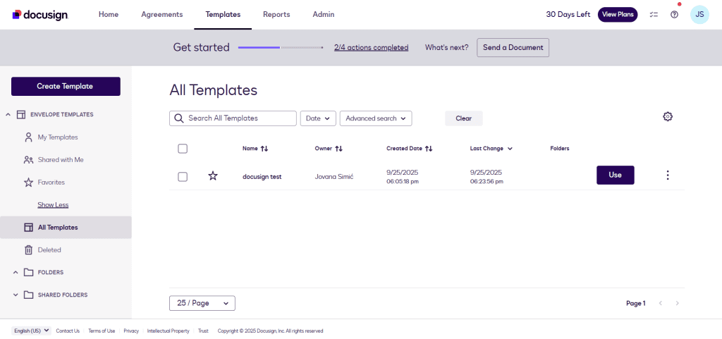 Docusign templates