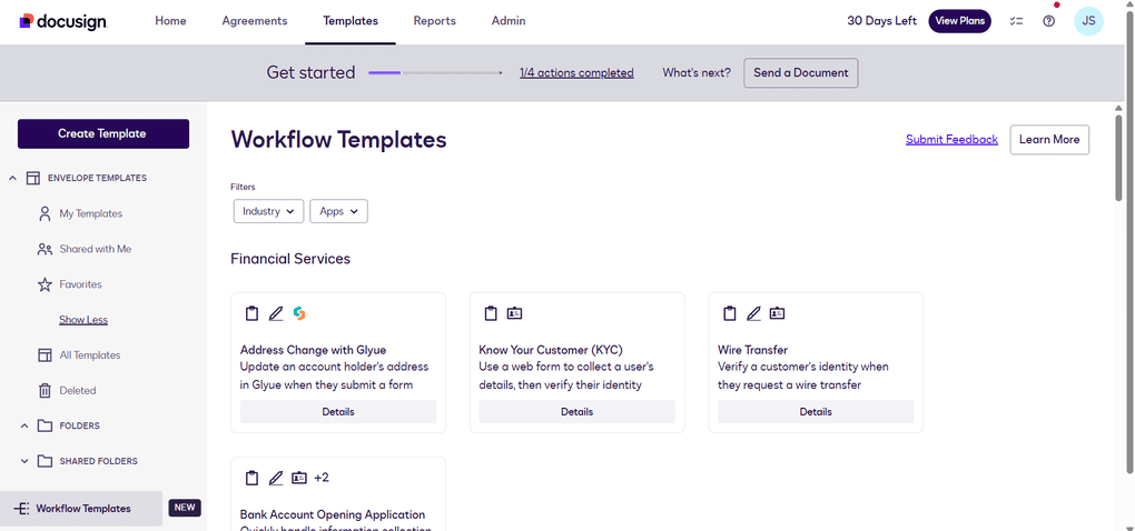 Docusign workflow templates