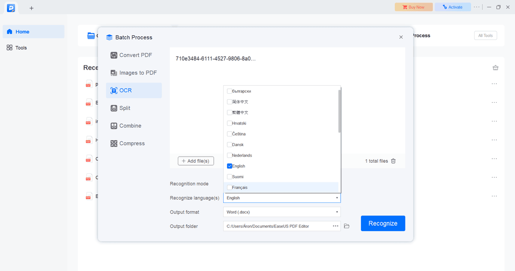 EaseUS PDF's OCR technology