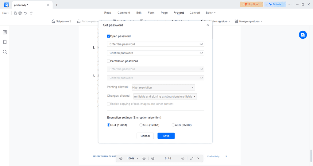 PDF protection with EaseUS PDF Editor