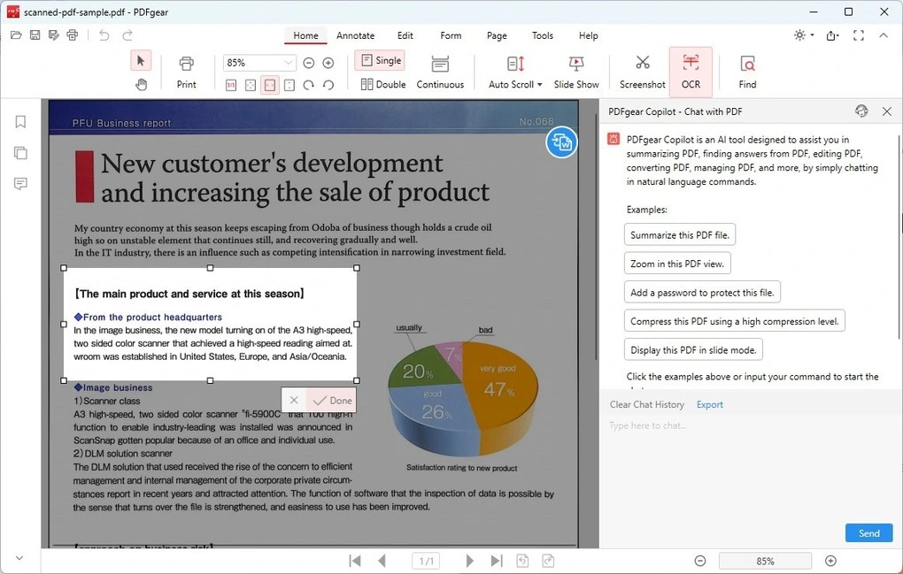 PDFgear OCR features