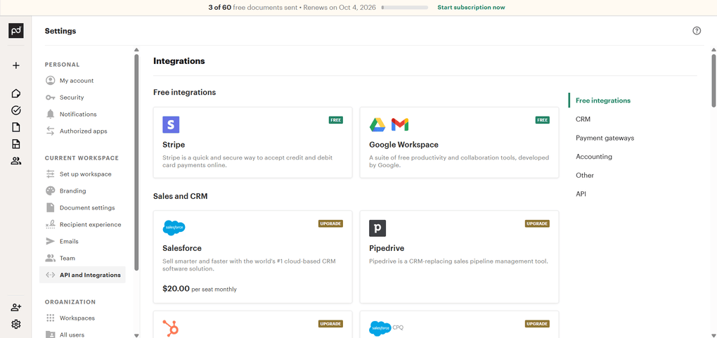 PandaDoc integrations