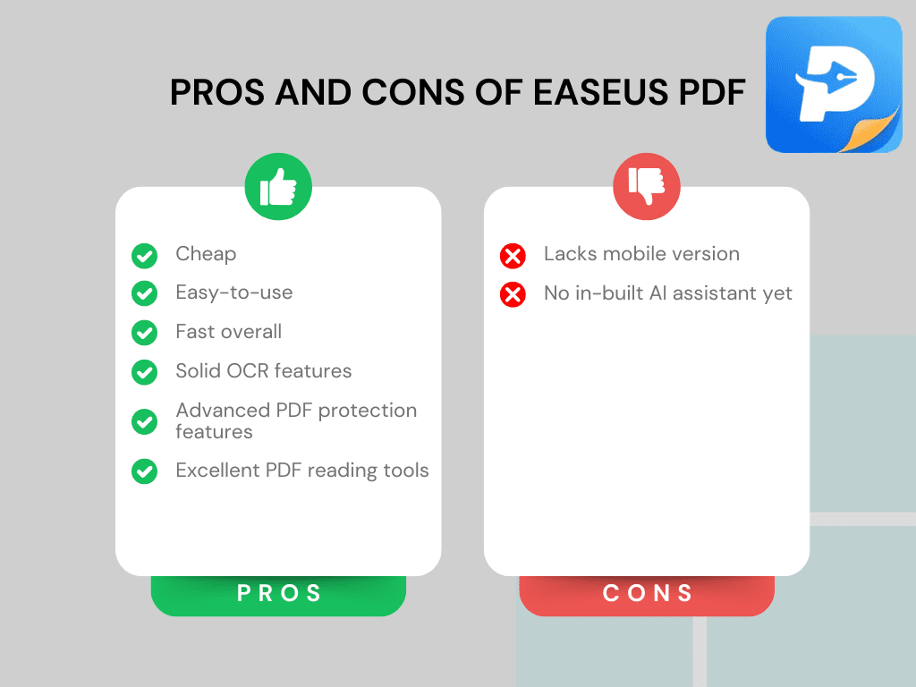 Pros and Cons of EaseUS PDF