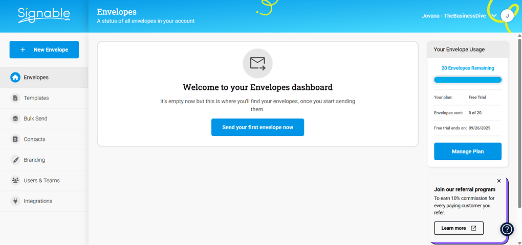 Signable dashboard review