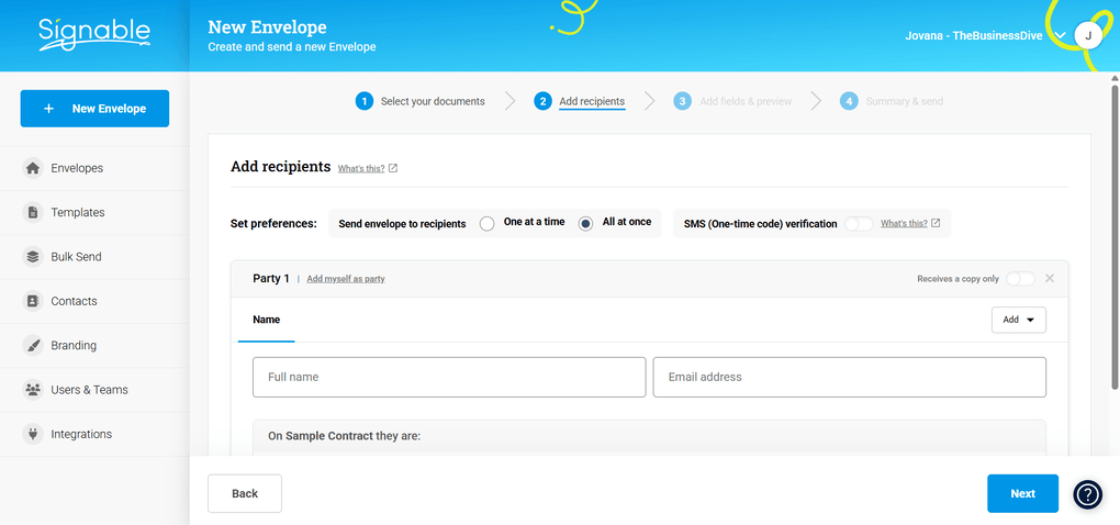 Signable new envelope