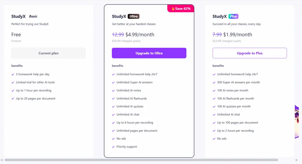 Studzx pricing plans